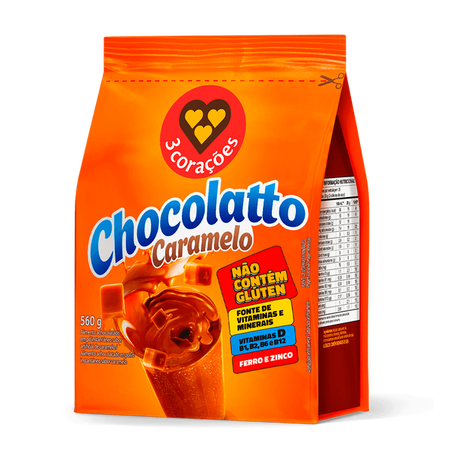 Achocolatado Em Pó 3 Coracões Chocolatto Caramelo Pacote 560g 
 