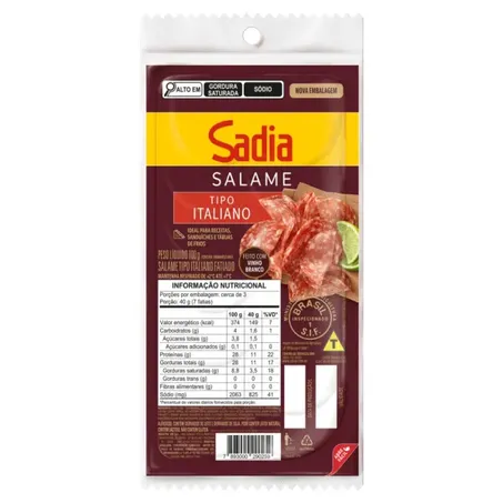 Salame Italiano Fatiado Sadia Resfriado 100G