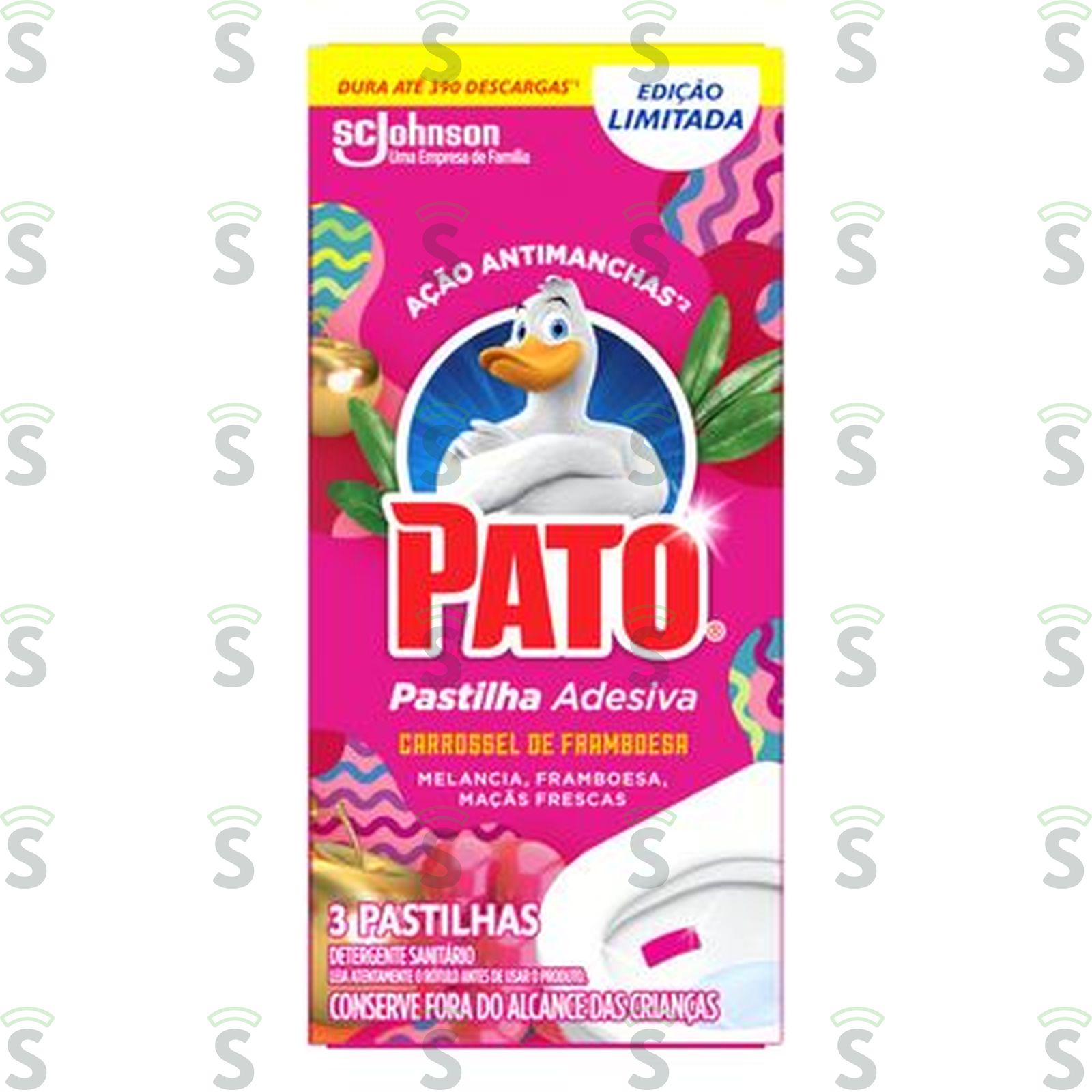 Pastilha Adesiva Pato Carrossel de Framboesa 3 Pastilhas