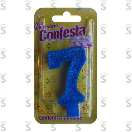  Vela Aniver Confesta N7 Big Azul 1un