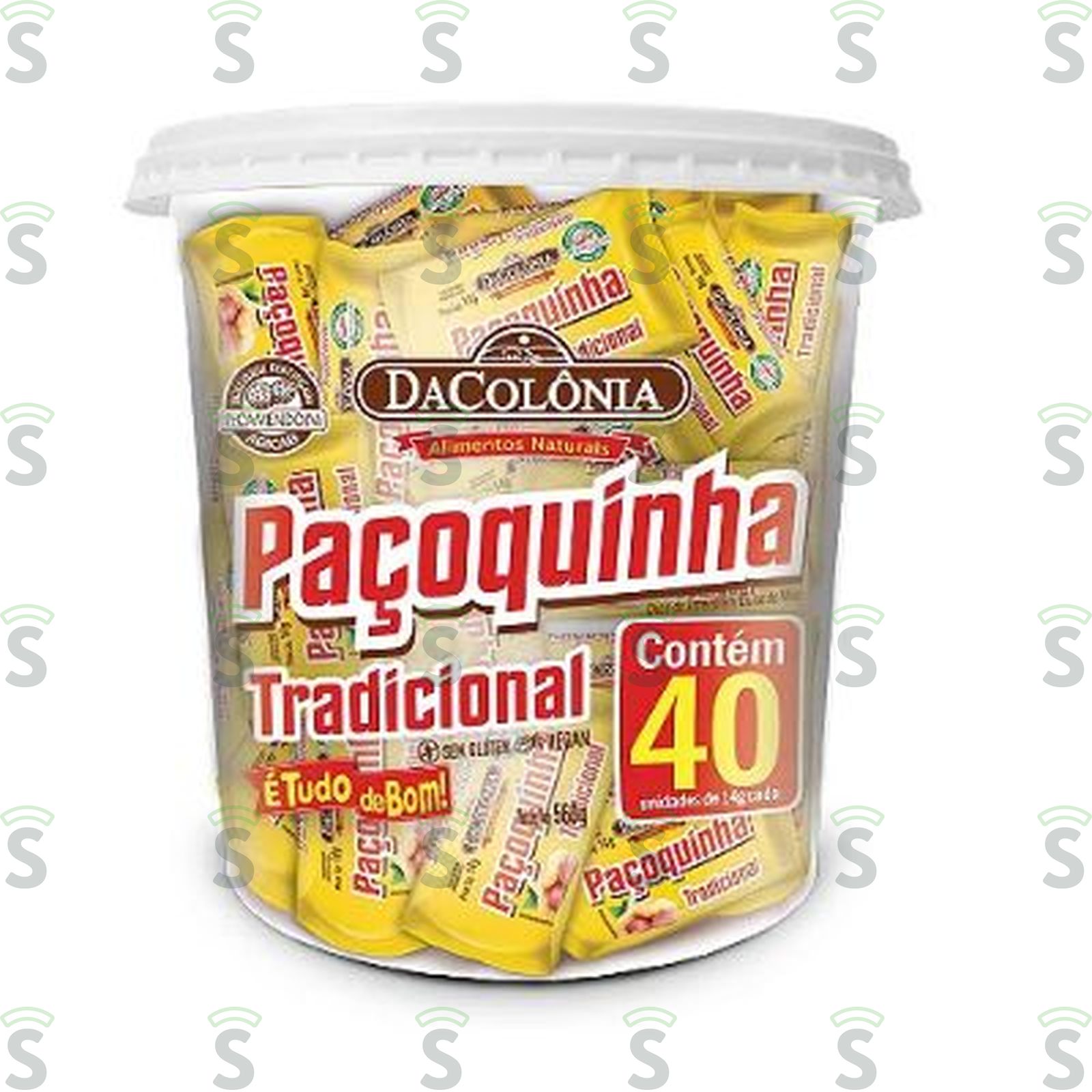 Pack Paçoquinha Tradicional Dacolônia Pote 40 Unidades 560G