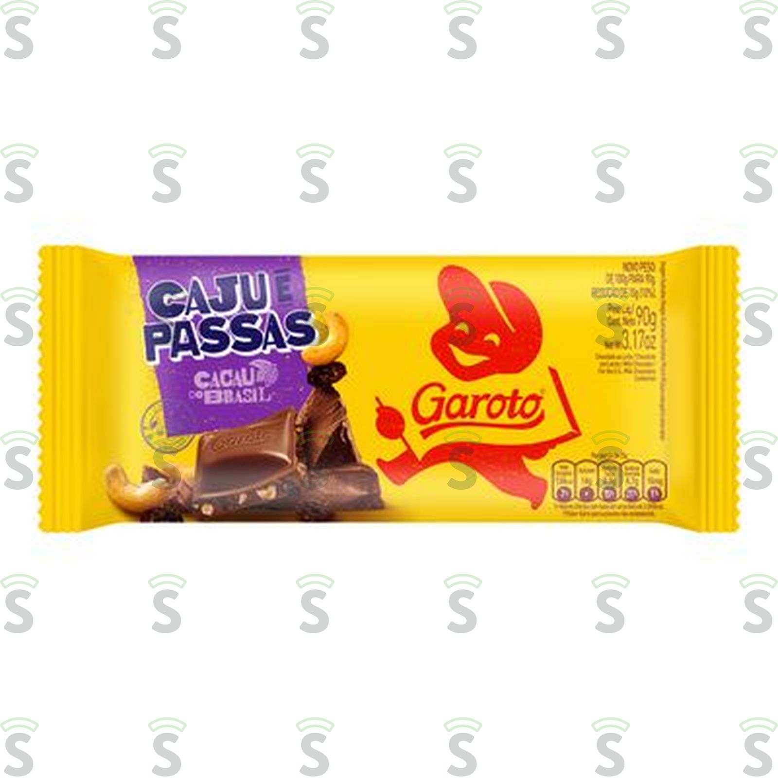 Tablete Garoto Cajú E Passas 90G