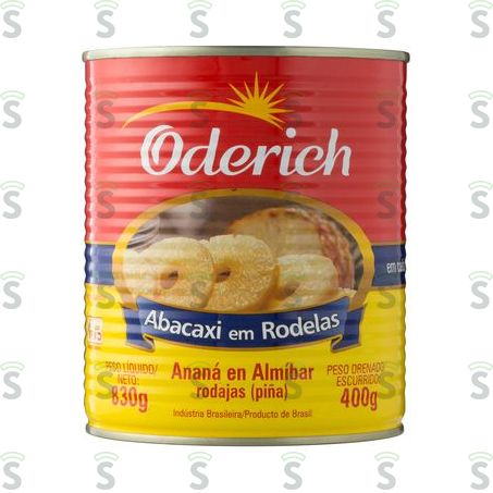  Abacaxi Em Calda Oderich Rodelas Lata 400g