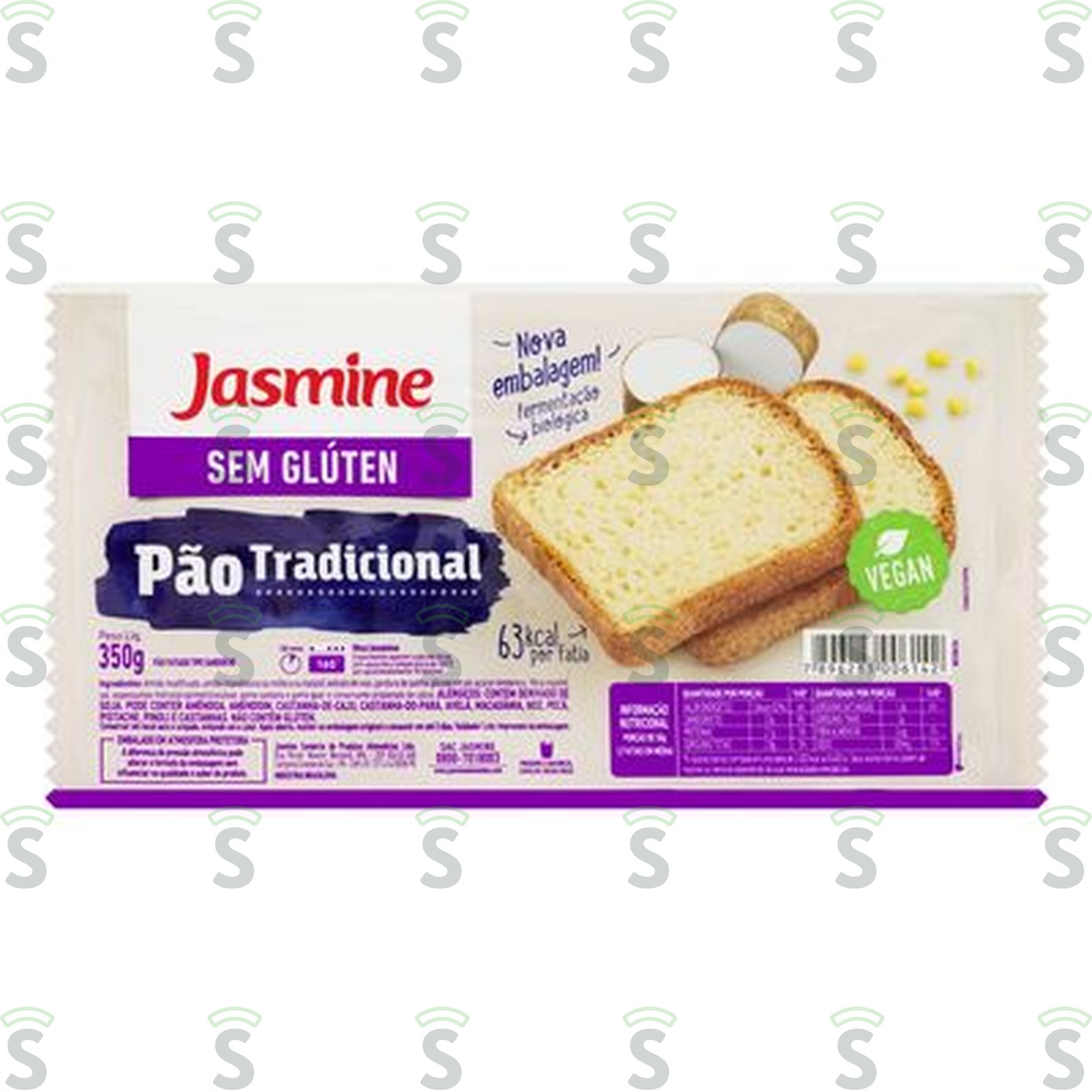 Pão Jasmine Sem Glúten Tradicional Fatiado Embalagem 350G