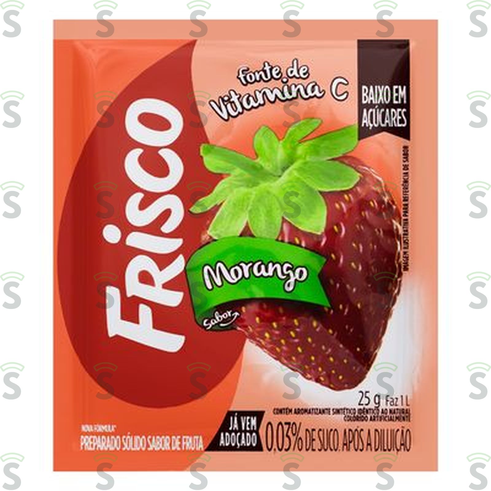 Refresco em Pó Frisco com Vitamina Morango Sachê 25G
