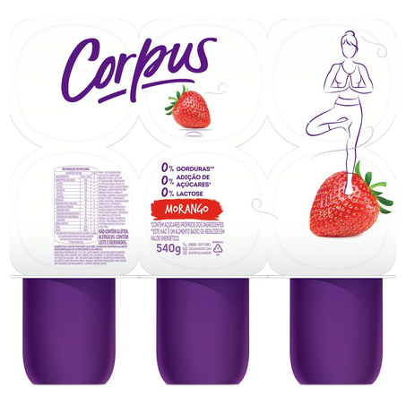 Iogurte Corpus Danone 540g - Sem Lactose - Morango