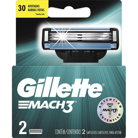 Carga para Barbear Gillette Mach3 Com 2 Cargas