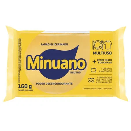 Sabao barra minuano glicerinado neutro 160g