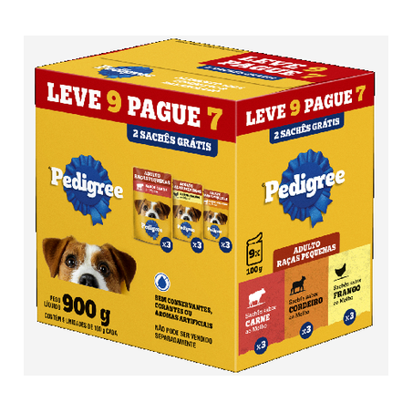Ração Úmida Pedigree Carne Frango e Cordeiro Sachê 100g Leve 9 Pague 7