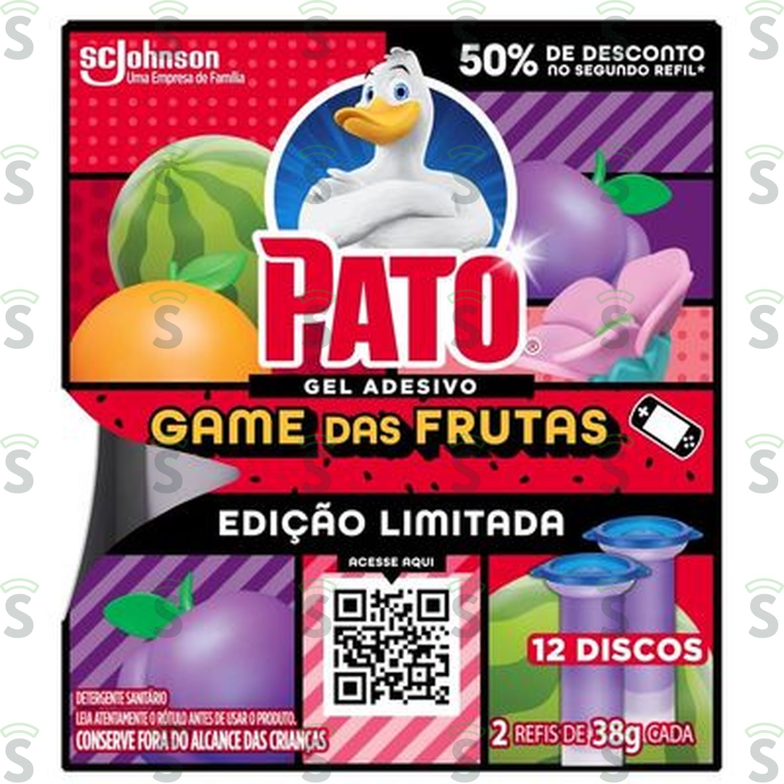 PATO GEL ADESIVO GAME DAS FRUT REFIL C/2