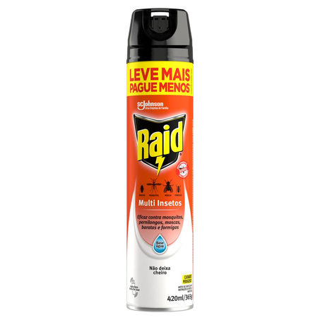 Inseticida Aerossol Raid 420ml - Multi-insetos - À Base de Água - Leve Mais, Pague Menos