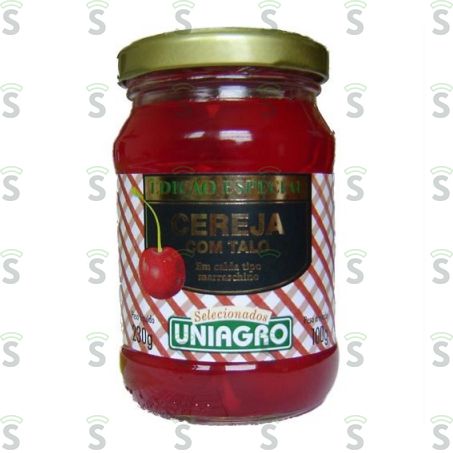 Cereja Uniagro Com Talo Pote de Vidro 230gr