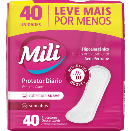 Protetor Diário Mili Sem Perfume - Com 40 Protetores