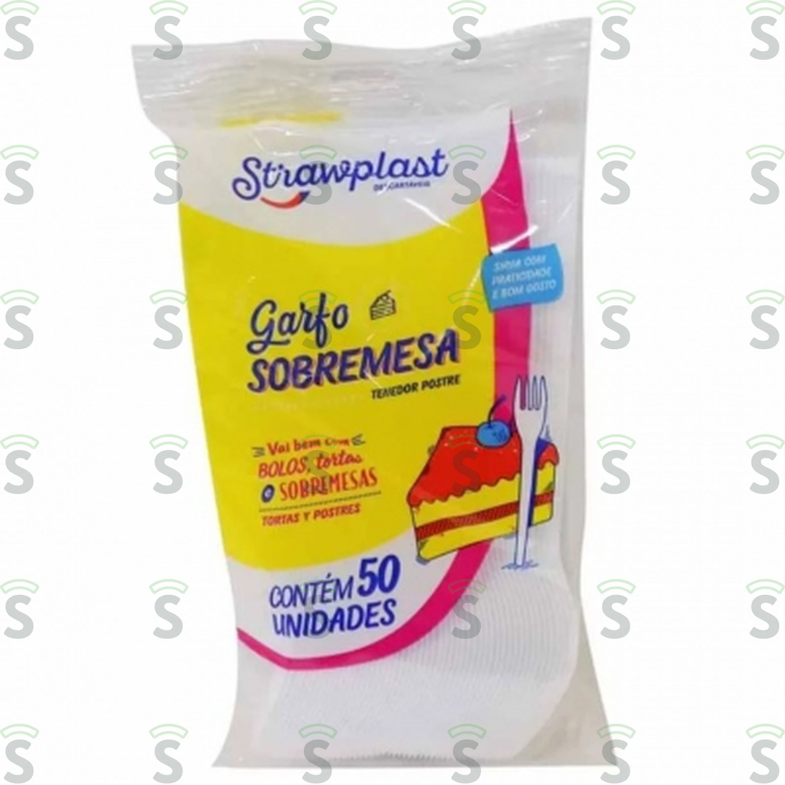 Garfo Plástico Strawplast Sobremesa Branco Embalagem 50UN