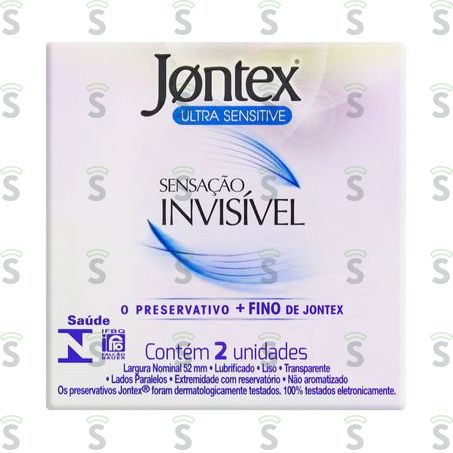  Preservativo Masculino Lubrificado Sensação Invisível Jontex Caixa 2 Unidades