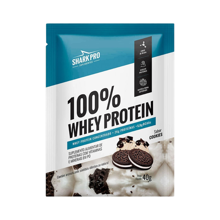 Suplemento Shark Pro 100% Whey Concentrado Sabor Cookies 40g