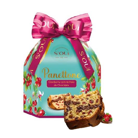 Panettone S'oui Sta Edwiges Cranberry e Gotas De Chocolate 500g