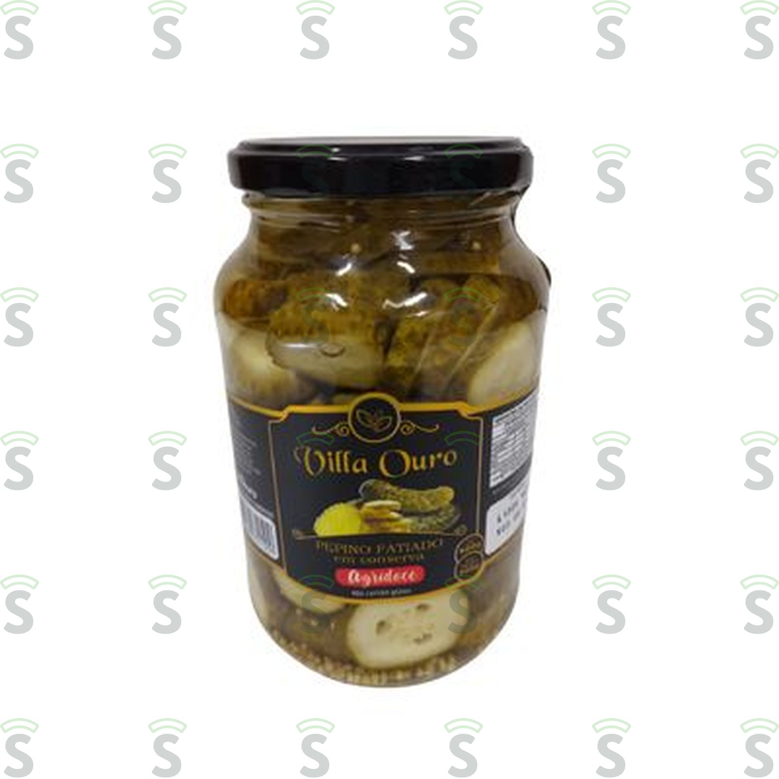 Pepino em Conserva Villa Ouro Fatiado Pote de Vidro 300gr
