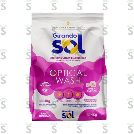 Lava-roupas Pó Rosa Floral Girando Sol Optical Wash Pacote 4kg