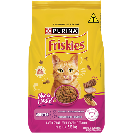 Racao purina friskies 2.5kg mix carne ad