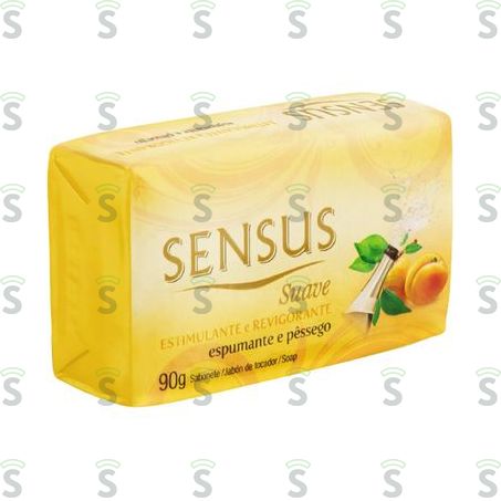  Sabonete Sensus Suave Champanhe e Pêssego Embalagem 90g