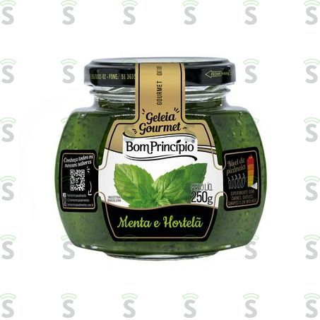  Geleia Gourmet Bom Princípio Menta e Hortelã Pote de Vidro 250gr