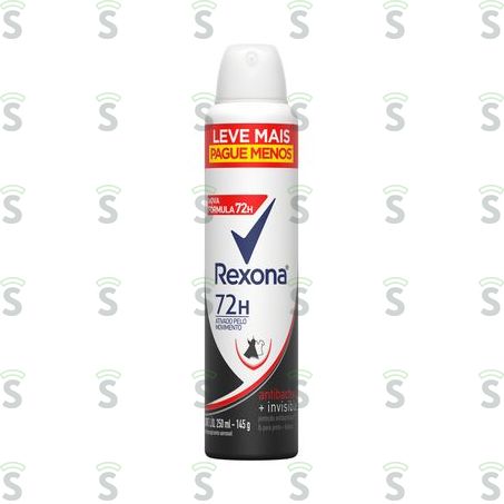  Antitranspirante Aerosol Rexona Antibacterial e Invisible Frasco Spray 250ml