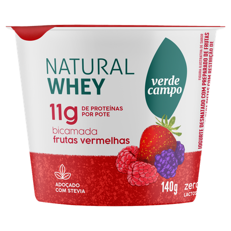 Iogurte Desnatado Verde Campo 11g Proteínas Zero Lactose Frutas Vermelhas Pote 140g 
 