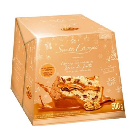 Panettone Sta Edwiges Nozes Recheado Doce De Leite 500g
