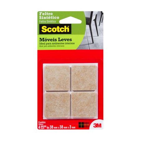 Feltro móveis leves quadrado marrom gde scotch 3m c/4
