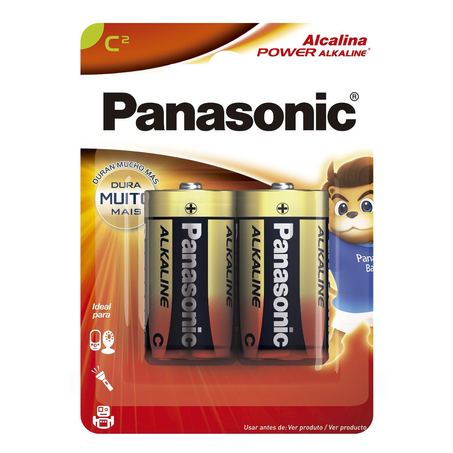 Pilha Alcalina Panasonic Média - Com 2 Pilhas
