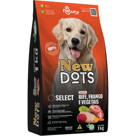 Ração para Cães New Dots 1kg - Adulto - Select