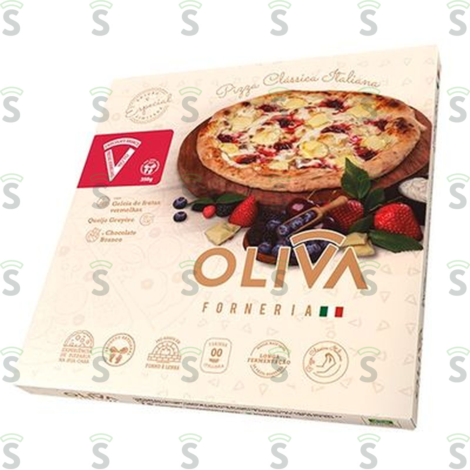 PIZZA OLIVA 350G CHOC BRANCO/ FRT VERM