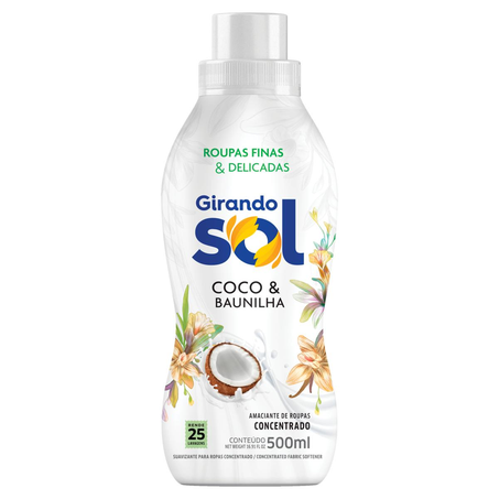 Amaciante Concentrado Girando Sol 500ml - Baunilha e Coco