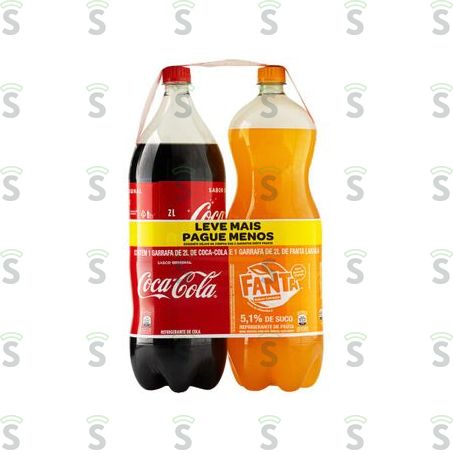  Refrigerante Coca Cola 2 Litros + Fanta Laranja 2 Litros 2un