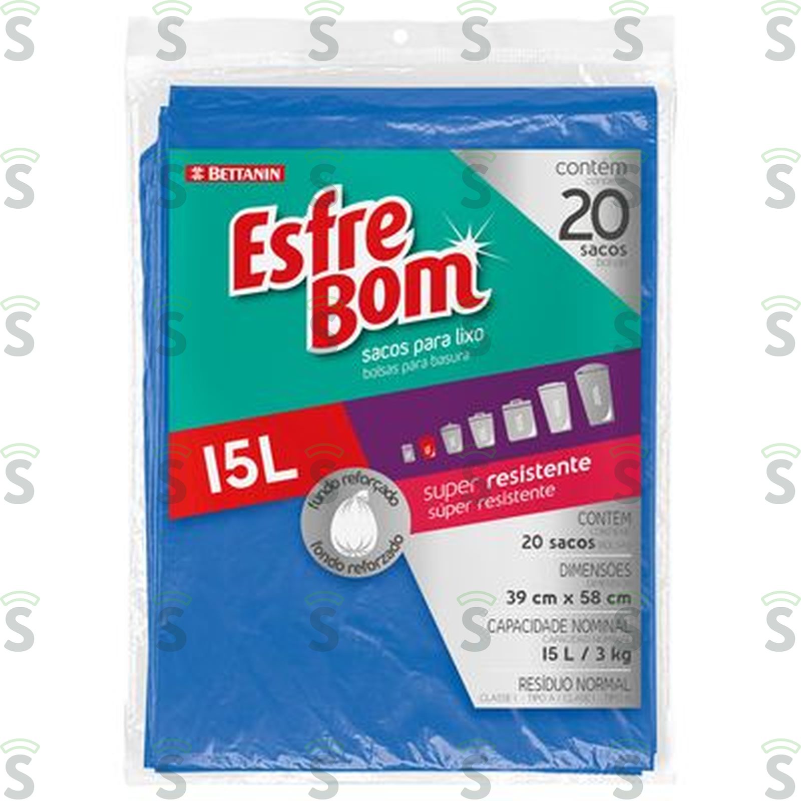 Saco de Lixo Esfrebom 15l Embalagem 20 Un