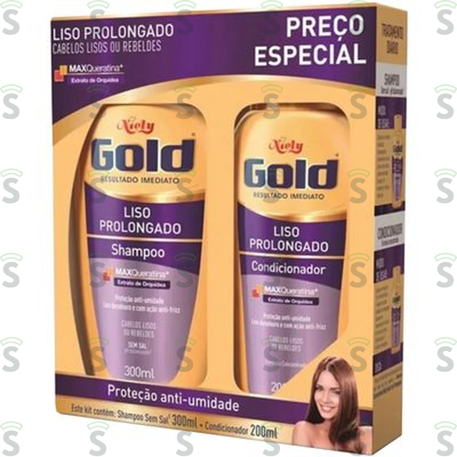 Kit Shampoo + Condicionador Niely Gold Liso Prolongado Caixa com 2un - 450ml