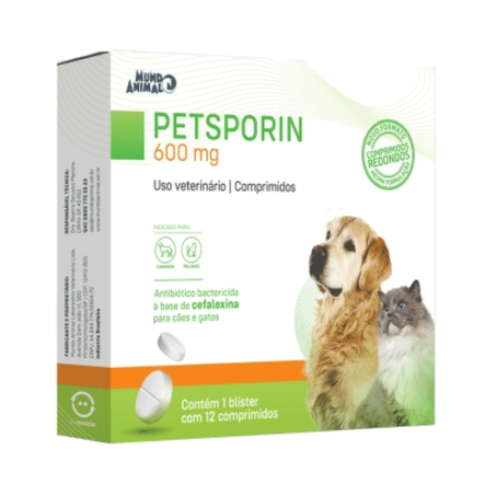 Antibiótico Petsporin Mundo Animal 12 Comprimidos 600mg