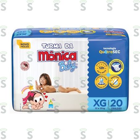  Fralda Descartável Turma da Mônica Baby Xg Pacote 20 Unidades
