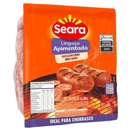 Linguiça Suína Seara 600g - Apimentada - Congelada