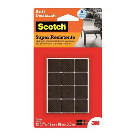 Feltro antideslizante quadrado preto médio scotch 3m c/12
