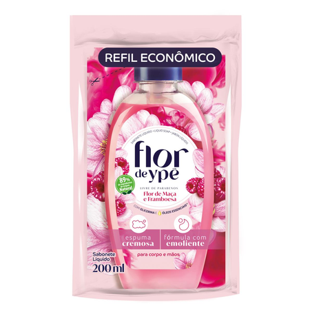 Sabonete Líquido Flor de Ypê 200ml - Flor de Maçã e Framboesa - Refil