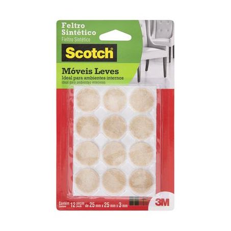 Feltro móveis leves redondo marrom pequeno scotch 3m c/12
