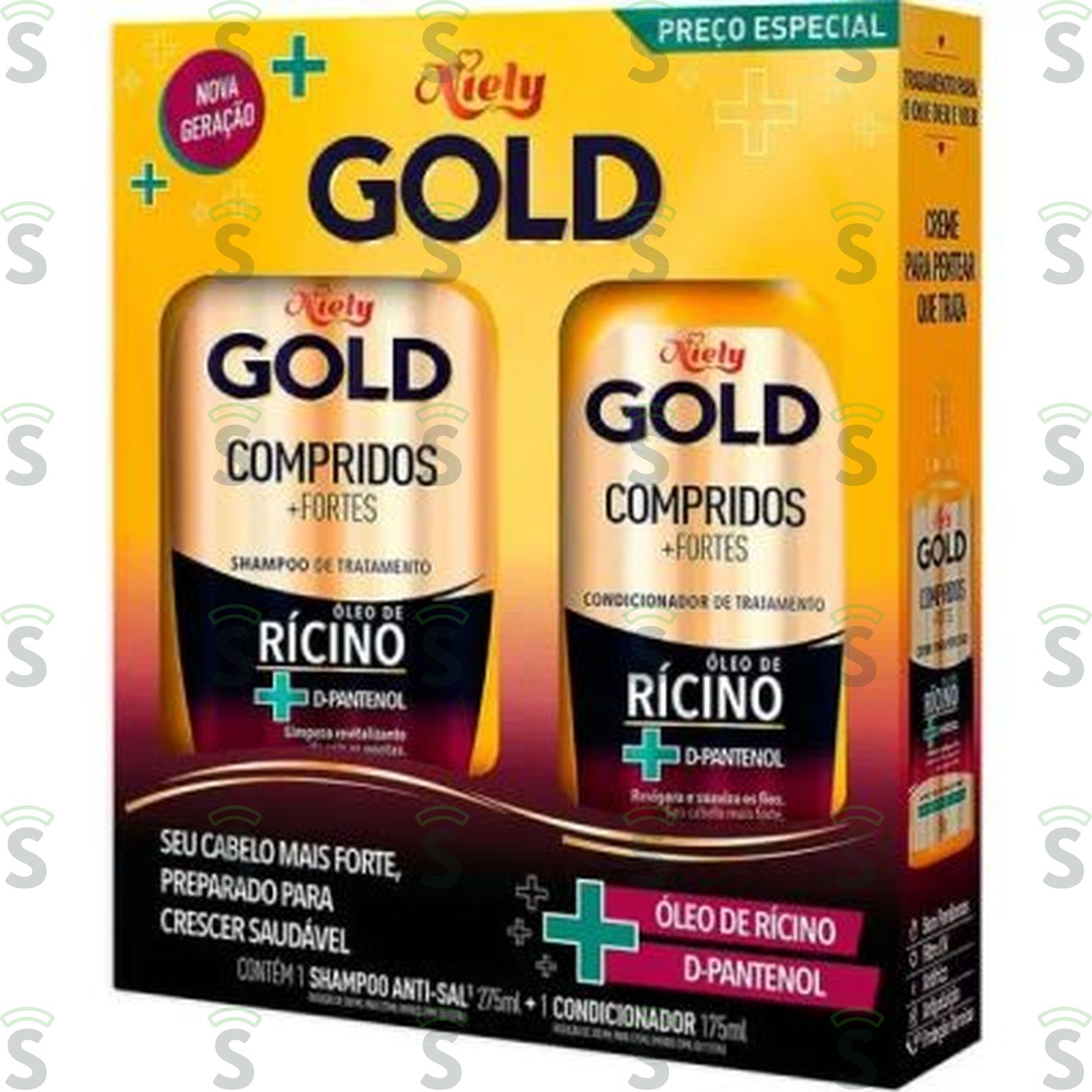 Kit Shampoo + Condicionador Niely Gold Compridos + Fortes Caixa com 2un - 450ml