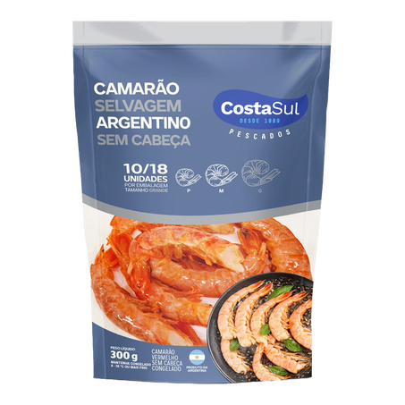 Camarão Costa Sul Selvagem Argentino 10/18 Sem Cabeça 300g