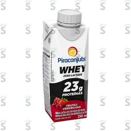  Bebida Láctea Uht Piracanjuba Whey Frutas Vermelhas Zero Lactose Caixa Com Tampa 250ml