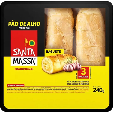 Pão de Alho Santa Massa 240g - Tradicional