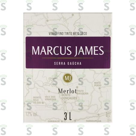  Vinho Brasileiro Tinto Meio Seco Marcus James Merlot Serra Gaúcha Bag In Box 3lt