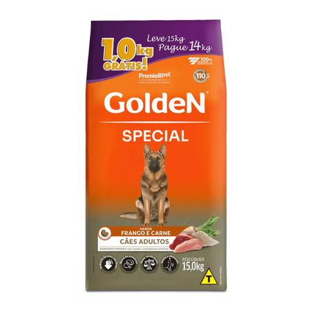 Golden Special Para Cães Adultos Frango E Carne 15kg+1kg