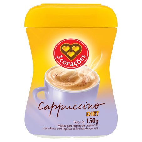 Cappuccino 3 Corações 150g - Diet - Pote